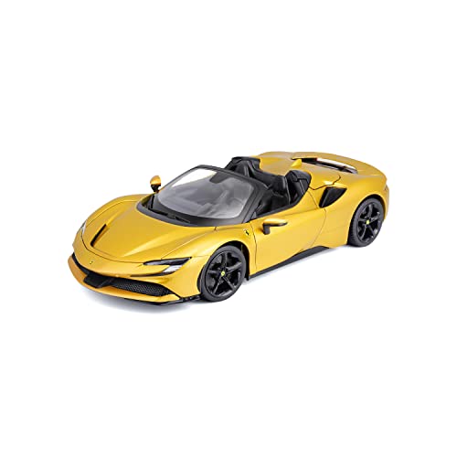 Bburago Ferrari SF90 Spider: Modellauto im Maßstab 1:18, Ferrari Race & Play Serie, Kofferraum, Motorhaube und Türen beweglich, Gold (18-16016) von Bburago