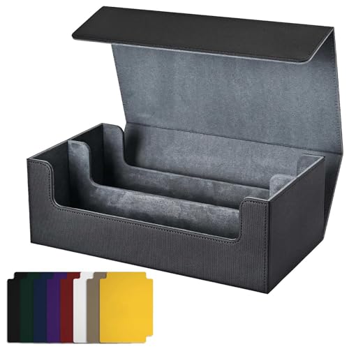 Bureau Kartenaufbewahrungsbox für Sammelkarten, Kartendeck-Aufbewahrungsbox, Magnetverschluss, Kartenhalter für Magnetische Spielkarten, Schwarz von Bureau