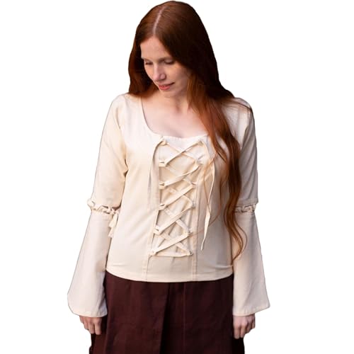 Burgschneider - Bluse Ely - Natur (XXL, Unisex, Baumwolle) Mittelalter Fantasy - Maiden von Burgschneider