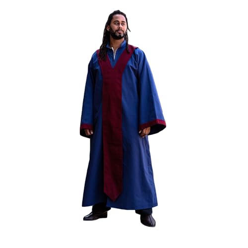 Burgschneider - Dungeons & Dragons Magier Robe Dunkelblau/Bordeaux (L, Unisex, Baumwolle) Mittelalter Fantasy - Dungeons & Dragons von Burgschneider