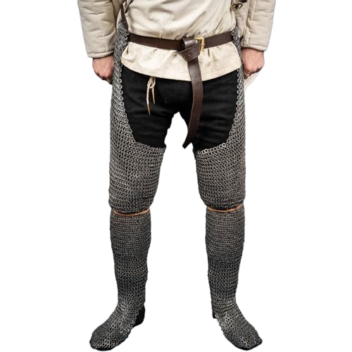 Burgschneider - Kettenbeinlinge Flachring Vernietet 9mm Geölt (XL/XXL, Unisex, Weichstahl) Historisch - Historic Chainmail von Burgschneider