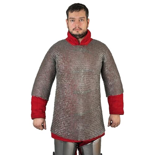 Burgschneider - Kettenhemd Haubergeon Flachring KEIL Vernietet 9mm Geölt (2XL/3XL, Unisex, Weichstahl) Mittelalter, Fantasy - Metal Works von Burgschneider