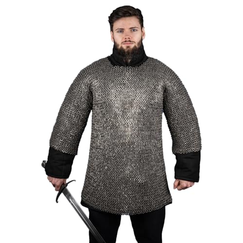 Burgschneider - Kettenhemd Haubergeon Flachring Vernietet 9mm Edelstahl (L/XL, Unisex, Weichstahl) Historisch - Historic Chainmail von Burgschneider