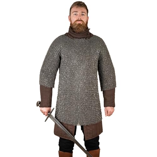 Burgschneider - Kettenhemd Haubergeon Rundring Vernietet 10mm Geölt (2XL/3XL, Unisex, Weichstahl) Historisch - Historic Chainmail von Burgschneider