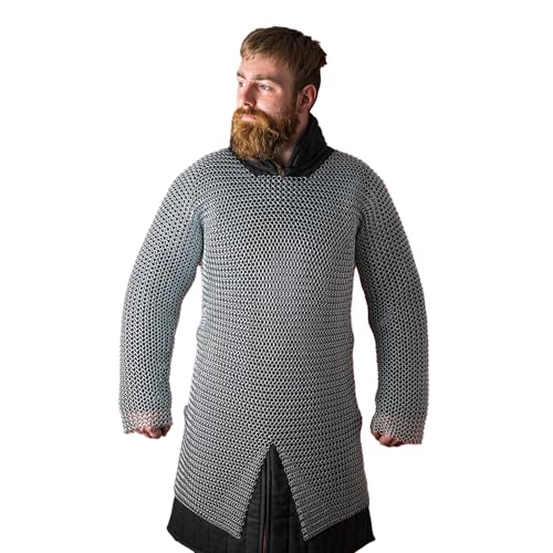 Burgschneider - Kettenhemd Hauberk Rundring 10mm Verzinkt (L/XL, Unisex, Weichstahl) Historisch - Historic Chainmail von Burgschneider