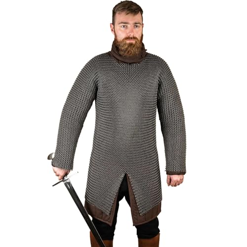 Burgschneider - Kettenhemd Hauberk Rundring 9mm Geölt (2XL/3XL, Unisex, Weichstahl) Historisch - Historic Chainmail von Burgschneider