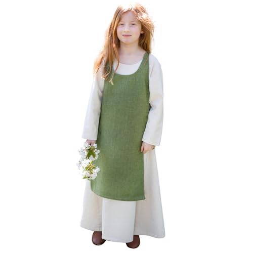 Burgschneider - Kinderüberkleid Ylva - Lindgrün (128, Unisex, Baumwolle) Historisch - Early Medieval, Viking von Burgschneider