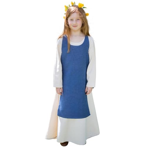 Burgschneider - Kinderüberkleid Ylva - Meerblau (152, Unisex, Baumwolle) Historisch - Early Medieval, Viking von Burgschneider