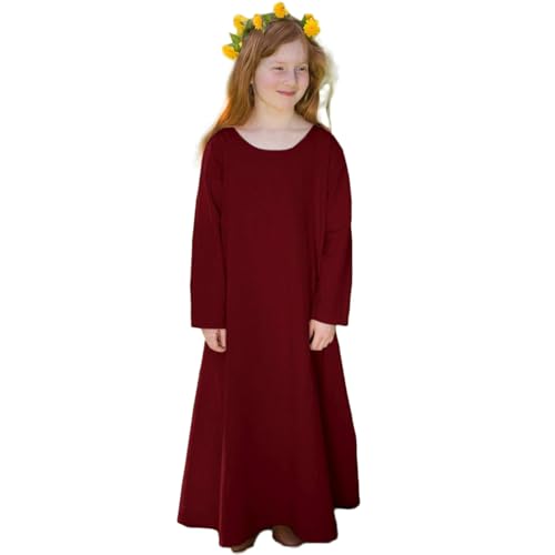 Burgschneider - Kinderunterkleid Ylvi - Bordeaux Rot (140, Unisex, Baumwolle) Historisch - Early Medieval, Viking von Burgschneider