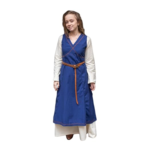 Burgschneider - Kleid Khara Blau (L, Unisex, Baumwolle) Mittelalter Fantasy - Maiden von Burgschneider