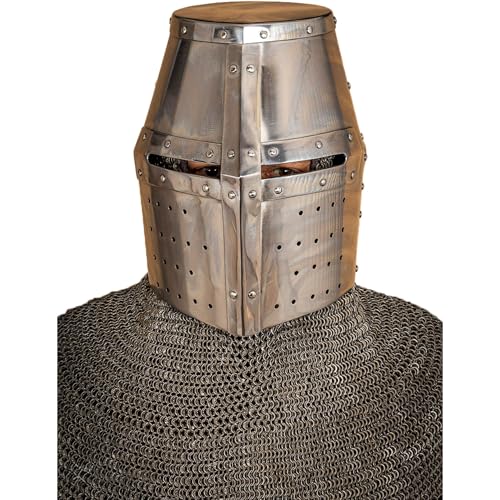 Burgschneider - Kreuzritter Topfhelm 1,6mm Poliert (Standard, Unisex, Weichstahl) Mittelalter, Fantasy - Medieval von Burgschneider