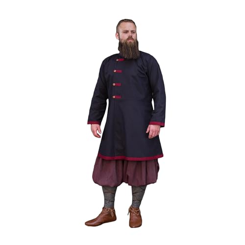 Burgschneider - Rus Mantel Jakub Schwarz/Bordeaux (S, Unisex, York Cotton (100% Cotton)) Historisch - Early Medieval, Rus von Burgschneider