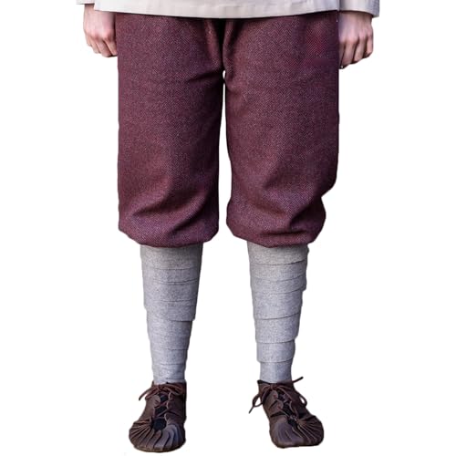 Burgschneider - Rushose Tilda Fischgrät - Bordeaux Grau (L, Unisex, Wolle) Historisch - Early Medieval, Rus von Burgschneider