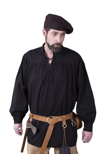 Burgschneider - Schnürhemd Störtebecker - Schwarz (XXXL, Unisex, Baumwolle) Historisch - Late Medieval von Burgschneider