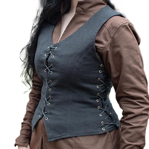 Burgschneider - Weste Marian - Schwarz (S, Female, Baumwolle) Mittelalter Fantasy - Ranger von Burgschneider