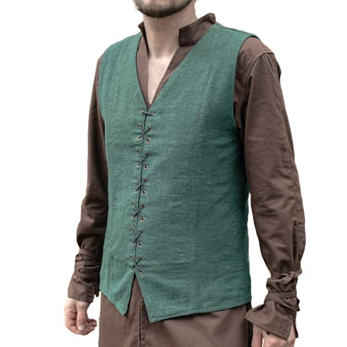 Burgschneider - Weste Maron - Grün (L, Unisex, Baumwolle) Mittelalter Fantasy - Ranger von Burgschneider