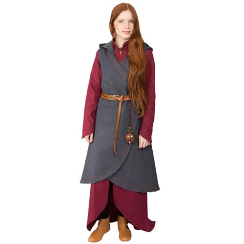 Burgschneider - Wickelkleid Dala Baumwolle - Dunkelgrau (L/XL, Unisex, Baumwolle) Mittelalter Fantasy - Maiden von Burgschneider