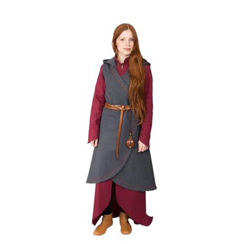 Burgschneider - Wickelkleid Dala Baumwolle - Dunkelgrau (XXS/XS, Unisex, Baumwolle) Mittelalter Fantasy - Maiden von Burgschneider