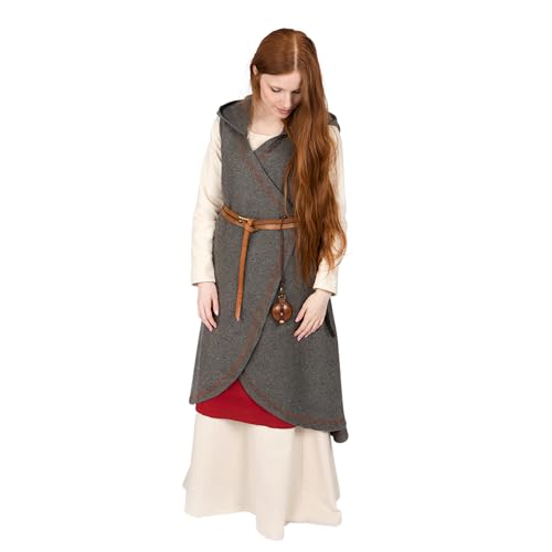 Burgschneider - Wickelkleid Myrana Wollfilz - Dunkelgrau (L/XL, Unisex, Wolle) Mittelalter Fantasy - Maiden von Burgschneider