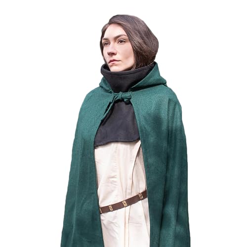 Burgschneider - Wool Hooded Cloak Hibernus Green (L, Unisex, Wolle) Historisch - Medieval von Burgschneider