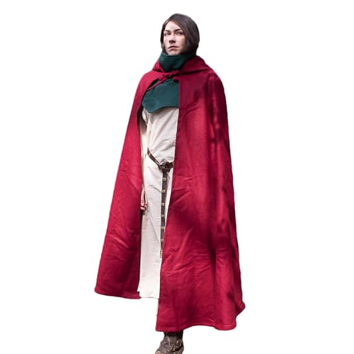 Burgschneider - Wool Hooded Cloak Hibernus Red (M, Unisex, Wolle) Historisch - Medieval von Burgschneider