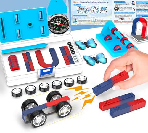 Labor Magnet Experimente für Kinder ab 8-10 Science Kits Magnete Physik Spielzeug einschließlich Stangen/Ring/Hufeisenmagnet/Kompass von Burnur