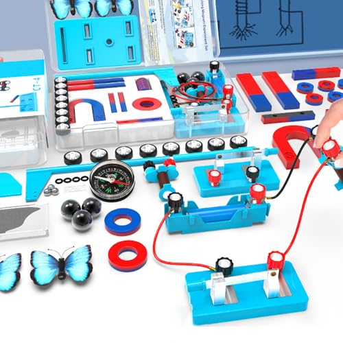 Magnet-Set für Kinder, wissenschaftliches Experimentier-Set, Elektromagnet und einfache Schaltkreise, Werkzeuge für Schule, Labor, Bildung, Physik, Projekte, inklusive Stange, Ring, Hufeisen von Burnur