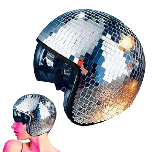 Bursker Disco Ball Hut Glitzer Spiegel Discokugel Helm mit einziehbarem Visier Disco Partyhut für Damen & Herren Ideal für Festival Hochzeit Party Discokugel Hütte (Silber) von Bursker