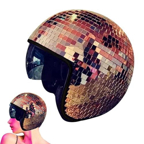 Bursker Disco Ball Hut, Glitzer Spiegel Discokugel Helm mit Einziehbarem Visier, Diskokugel Hut für Männer & Frauen, Ideal für Festivals, Hochzeiten, Partys, Discokugel Helm (black) von Bursker