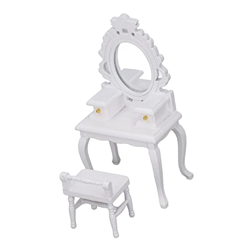 BusoTh Puppenhausmöbel, Simulierter Puppenhaus-Miniatur-Schminktisch für Heimsammler (White) von BusoTh