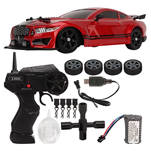 BuyWeek Ferngesteuertes Auto, 2,4 GHz RC Drift Auto mit LED Leuchten, Allradantrieb Hochgeschwindigkeits Ferngesteuerte Renn Auto für Kinder und Erwachsene (Einzelne Batterie) von BuyWeek