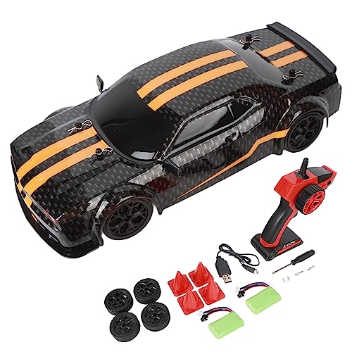 BuyWeek Ferngesteuertes Drift Auto, 1:14 2,4 GHz RC Drift Auto 4WD Hochgeschwindigkeits RC Rennauto Spielzeug mit Frontlicht 2 Satz Räder, für Kinder Erwachsene, Schwarz (Doppelte Batterie) von BuyWeek