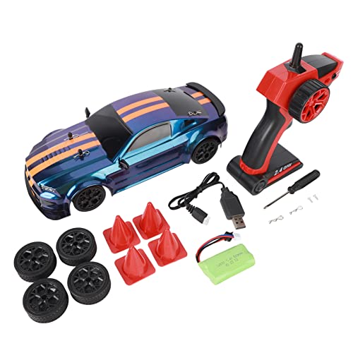 BuyWeek RC Drift Car, 1:14 2,4 GHz Ferngesteuertes Drift Car 4WD Hochgeschwindigkeits-RC-Rennwagenmodell mit Frontlicht und 2 Satz Rädern, für Kinder und Erwachsene (Einzelne von BuyWeek