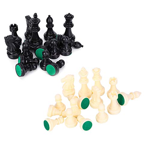 BuyWeek Set von Schachstücken, 32 Stück Plastikschach -Sets Schachspiel für Erwachsene und Kinder (Mittelgroße Königshöhe 64 mm) von BuyWeek