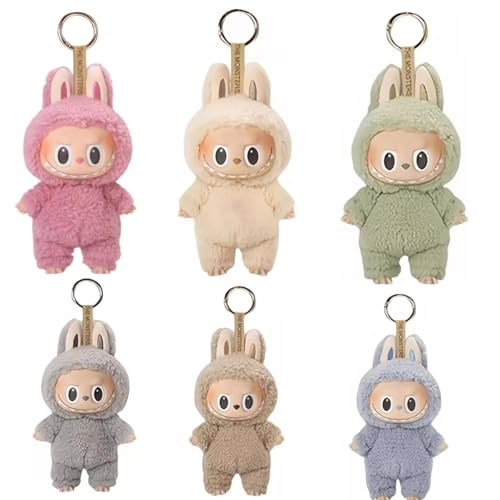 Buyfun Labubu Keychain, Labubu Popmart Monster Keychain, Labubu Plush Doll Toy Anime Figure, Labubu Puppe, Macaron Doll Collectible Figures (ABCDEF) von Buyfun