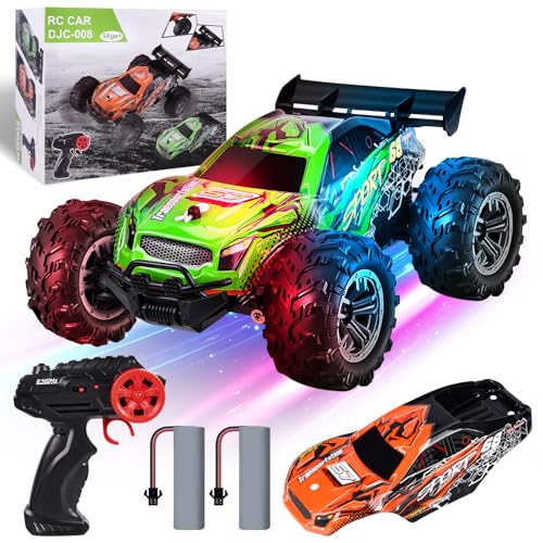 BuzzoXerex Ferngesteuertes Auto, 1:18 RC Auto, 20 km/h Ferngesteuerter Auto Off-Road, 2 Auswechselbare Gehäuse, Monster Crawler mit 2 Batterien für 60 Minuten Spielzeit, 2.4GHz RC Car für Anfänger von BuzzoXerex