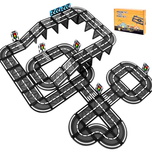 BuzzoXerex Magnetische Bausteine Straßenset, 70PCS Magnetische Fliesen Stadtstraßen, Magnetbausteine Straßenaufsatz-Set Lernaktivitäten Geschenk ab 3 4 5 Jahre BuzzoXerex Magnetische Bausteine Straßenset, 70PCS Magnetische Fliesen Stadtstraßen, Magnetbausteine Straßenaufsatz-Set Lernaktivitäten Geschenk ab 3 4 5 Jahre von BuzzoXerex
