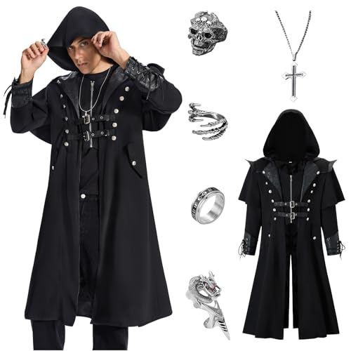 BuzzoXerex Mittelalter Kleidung Herren Steampunk Frack, Gothic Frack Herren Mantel, Vintage Viktorianischen Smoking für Karneval Kostüm Faschingskostüme Cosplay (L) von BuzzoXerex