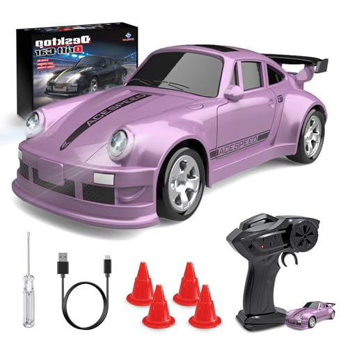 BuzzoXerex RC Drift Car, 1:64 Mini Drift Auto Ferngesteuert, 4WD Tabletop Drift RC Car, Ferngesteuertes Auto mit LED-Leuchten, 2.4Ghz Fernbedienung, 15km/h, Spielzeugauto für Kinder ab 6 Jahren (Rosa) BuzzoXerex RC Drift Car, 1:64 Mini Drift Auto Ferngesteuert, 4WD Tabletop Drift RC Car, Ferngesteuertes Auto mit LED-Leuchten, 2.4Ghz Fernbedienung, 15km/h, Spielzeugauto für Kinder ab 6 Jahren (Rosa) von BuzzoXerex