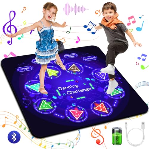 BuzzoXerex Tanzmatte für Kinder, Musikmatte Kinder, Tanzmatte Mädchen mit Wiederaufladbare Batterie, Bluetooth, 8 Leuchtenden Pfeilen Led-Leuchten, 2 Modi, Geschenke für Kinder 3 4 5 6 7 8 9 10+ Jahre von BuzzoXerex