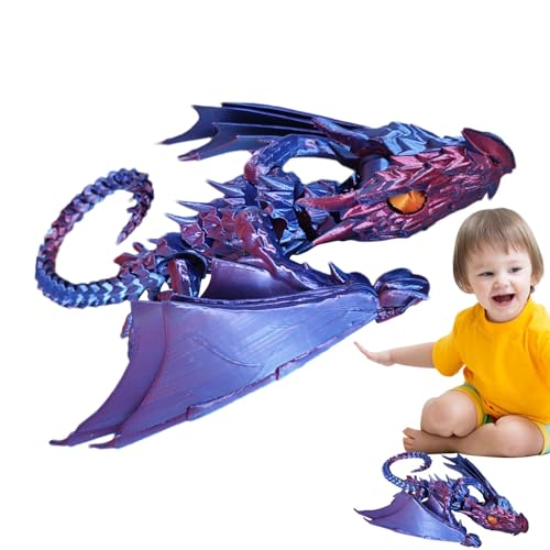 Bvizyelck 3D-Gedruckter beweglicher Drache,3D-Gedruckter geflügelter Drache | 3D-gedrucktes Drachenspielzeug | Artikulierter geflügelter Drache, Kristalldrache-Zappelspielzeug, von Bvizyelck