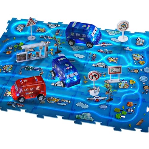 Bvizyelck Auto-Strecken-Spielset-Puzzle, Puzzle-Racer-Kinder-Auto-Strecken-Set | Autobahn-Spielset Straßenbauer mit Fahrzeugen | Track Puzzles Fine Motor Toys Kreativer Spaß für Thanksgiving, von Bvizyelck