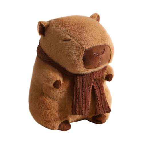 Bvizyelck Capybara Puppe, Capybara Stofftier | Plüschfigur Spielzeug - Süße Cartoon Home Stuffy, kuschelige Plüschfigur Spielzeug mit Schal für Geburtstagsfeiertage von Bvizyelck