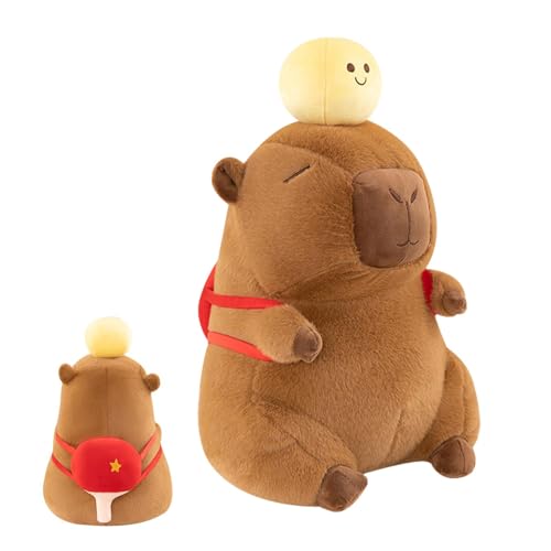 Bvizyelck Capybara Stofftier,Plüsch Capybara - Niedliches Cartoon-Plüschkissen,Weiches Plüschpuppenspielzeug, 13,78 Zoll Tischtennisrucksack, Kindergärten, Heimdekoration für Halloween, Weihnachten von Bvizyelck