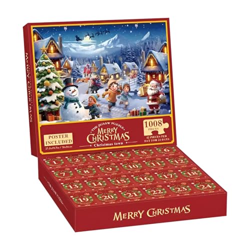 Bvizyelck Countdown-Kalender-Puzzle,Weihnachts-Adventskalender-Puzzle | Adventskalender-Puzzle für Weihnachten 2024 - Interaktives Eltern-Kind-Spielzeug, festliches Puzzle für Arbeitszimmer, von Bvizyelck