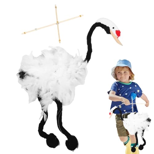 Bvizyelck Crane Marionette String Puppen, Vogelpuppen mit Saiten | Weiche handgefertigte Kranpuppe mit Pull -Saiten - Hölzernen gefüllte Plüschpuppen, interaktives Bildungsspielzeug für kreatives von Bvizyelck