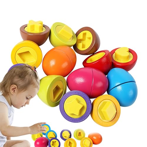 Bvizyelck Eierspielzeug, passende Eier | Frühes Lernen Eier Set von 8 - Früheres Lernen passender Farbformerkennung Sorter -Puzzle für Kleinkind -Osterreisespiele von Bvizyelck