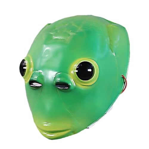 Bvizyelck Fischkopfmaske,Tierfischkopfmaske | Grüne Fischtier-Vollkopfmaske | Partykostüm für Erwachsene, Verkleidung, Gesichtsverkleidung für Halloween-Karnevalsparty von Bvizyelck