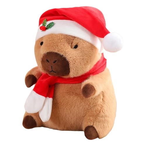 Bvizyelck Gefülltes Capybara, Capybara Stofftier,Cartoon Tier Stuhlkissen Weihnachtsmannmütze - Weiches Stofftier-Plüschtier, weihnachtliches Plüschpuppenspielzeug, Heimdekoration für Zuhause, Sofa, von Bvizyelck