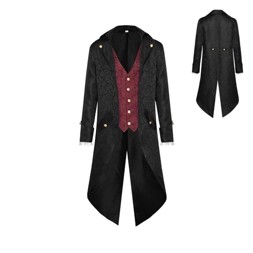 Bvizyelck Gothic Jacke Herren - Gehrock Viktorianischer Frack - Gothic Cosplay Kostüm für Karneval Fasching Halloween von Bvizyelck